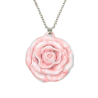 Pendentif Rose en Porcelaine Vintage avec Chaîne Acier Inox 40 cm