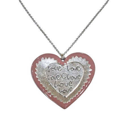 Pendentif Cœur Emaillé One Love avec Chaîne Acier Inox 44 + 5 cm