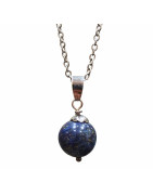 Pendentif Dumortiérite Boule sur Chaîne Acier Inox 50 cm