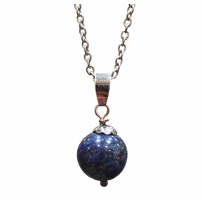 Pendentif Dumortiérite Boule sur Chaîne Acier Inox 50 cm
