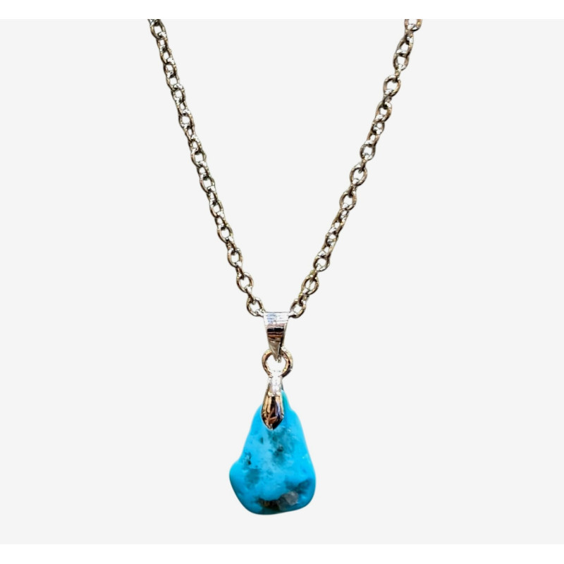 Pendentif Turquoise sur Chaîne Acier Inox 50 cm