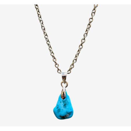 Pendentif Turquoise sur Chaîne Acier Inox 50 cm