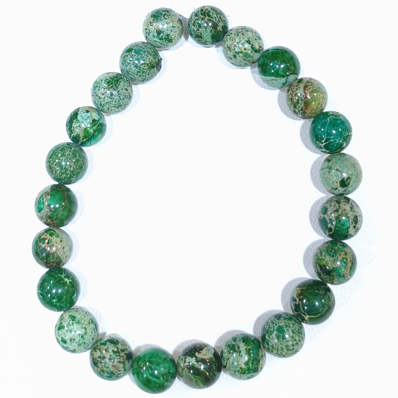 Bracelet Jaspe Impérial Vert Pierres Rondes 8mm