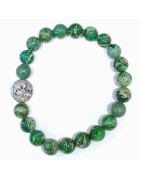 Bracelet Jaspe Impérial Vert avec Insert Arbre de Vie Pierres Rondes 8mm