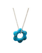 Pendentif Apatite Bleue sur Chaîne Acier Inox 40 + 7 cm