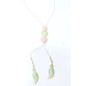 Collier Jade et Quartz Rose Cœurs et Feuilles sur Cordon Doré Encolure 62 cm Longueur Totale 102 cm