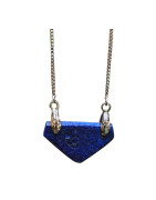 Pendentif Lapis-Lazuli sur Chaîne Acier Inox Réglable 60 cm