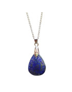 Pendentif Lapis-Lazuli Goutte sur Chaîne Acier inox 40 + 5 cm