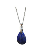 Pendentif Lapis-Lazuli Goutte sur Chaîne Acier inox 40 + 5 cm