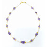 Collier Améthyste et Perles d'Eau Douce Grains de Riz avec Inserts Billes et Fermoir Plaqué Or 38 cm