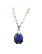 Pendentif Lapis-Lazuli Facetté sur Chaîne Acier Inox 42 cm