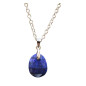 Pendentif Lapis-Lazuli Facetté sur Chaîne Acier Inox 42 cm