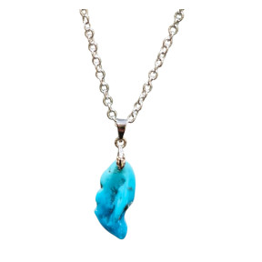 Pendentif Turquoise sur Chaîne Acier Inox 42 cm