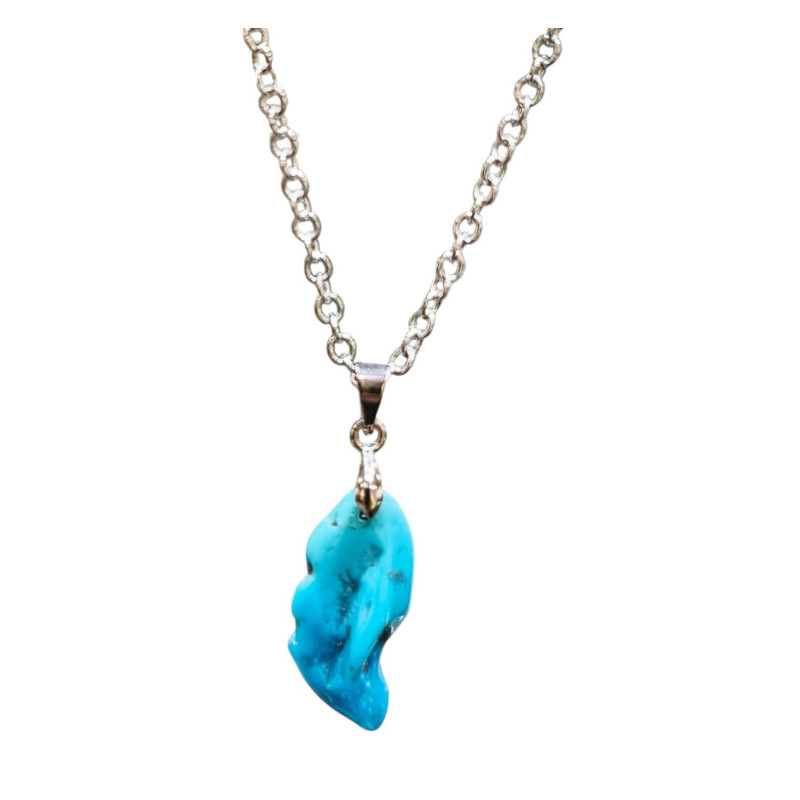 Pendentif Turquoise sur Chaîne Acier Inox 42 cm