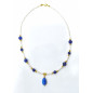 Pendentif Lapis-Lazuli Billes et Pendentif et perles d'Eau Douce Grains de Riz avec Inserts et Fermoir Plaqués Or 42 cm