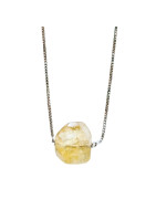 Pendentif Citrine sur Chaîne Acier Inox Réglable à 60 cm