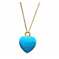 Pendentif Turquoise Cœur sur Chaîne Plaquée Or Réglable à 60 cm