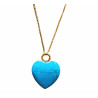 Pendentif Turquoise Cœur sur Chaîne Plaquée Or Réglable à 60 cm