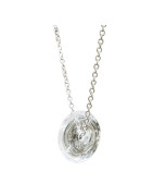Pendentif Cristal de Roche Donut sur Chaîne Acier Inox 42 + 6 cm