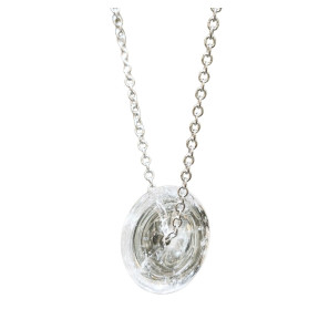 Pendentif Cristal de Roche Donut sur Chaîne Acier Inox 42 + 6 cm