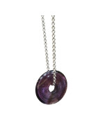 Pendentif Améthyste Donut sur Chaîne Acier Inox 40 + 4 cm