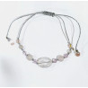 Bracelet Quartz Rose et Swarovski sur Cordon Argenté Réglable