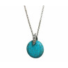 Pendentif Turquoise Rond avec Chaîne Acier Inox 42 + 7 cm