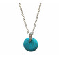 Pendentif Turquoise Rond avec Chaîne Acier Inox 42 + 7 cm