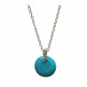 Pendentif Turquoise Rond avec Chaîne Acier Inox 42 + 7 cm