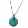 Pendentif Turquoise Rond avec Chaîne Acier Inox 42 + 7 cm