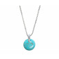 Pendentif Turquoise Rond avec Chaîne Acier Inox 42 + 7 cm