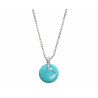 Pendentif Turquoise Rond avec Chaîne Acier Inox 42 + 7 cm