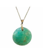 Pendentif Amazonite sur Chaîne Acier Inox 42 + 7 cm