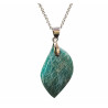 Pendentif Amazonite sur Chaîne Acier Inox 42 + 7 cm