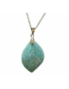 Pendentif Amazonite sur Chaîne Acier Inox 42 + 7 cm