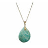 Pendentif Amazonite sur Chaîne Acier Inox 42 + 7 cm