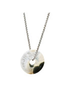 Pendentif Cristal de Roche Agate Océan sur Chaîne Acier Inox 40 + 7 cm