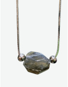 Collier Labradorite avec Chaîne Acier Inox 42 cm
