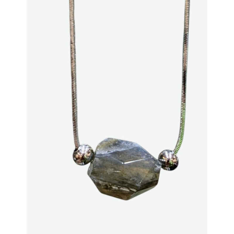 Collier Labradorite avec Chaîne Acier Inox 42 cm