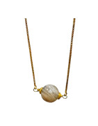 Collier Pierre de Lune Grise Chaîne Plaquée Or 60 cm