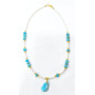 Collier Turquoise en Pendentif et Inserts Collier Perles d'Eau Douce Grains de Riz 42 cm