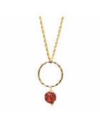Pendentif Ambre Baltique Sur Anneau et Chaîne Plaqués Or 60 cm