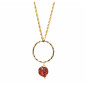Pendentif Ambre Baltique Sur Anneau et Chaîne Plaqués Or 60 cm