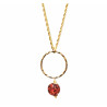 Pendentif Ambre Baltique Sur Anneau et Chaîne Plaqués Or 60 cm