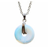 Pendentif Verre Opaline Donut sur Chaîne Acier Inox 42 + 3 cm