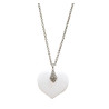 Pendentif Onyx Blanc Cœur sur Chaîne Acier Inox 42 + 7 cm