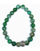 Bracelet Jaspe Impérial Vert avec Insert Pierres Rondes 8mm