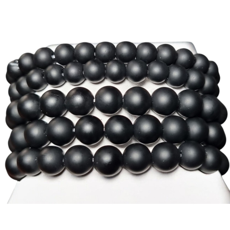 Bracelet Onyx Mat Pierres Rondes