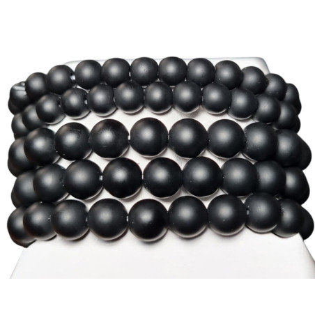 Bracelet Onyx Mat Pierres Rondes