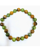 Bracelet jade et Œil de Tigre Pierres Rondes 8mm